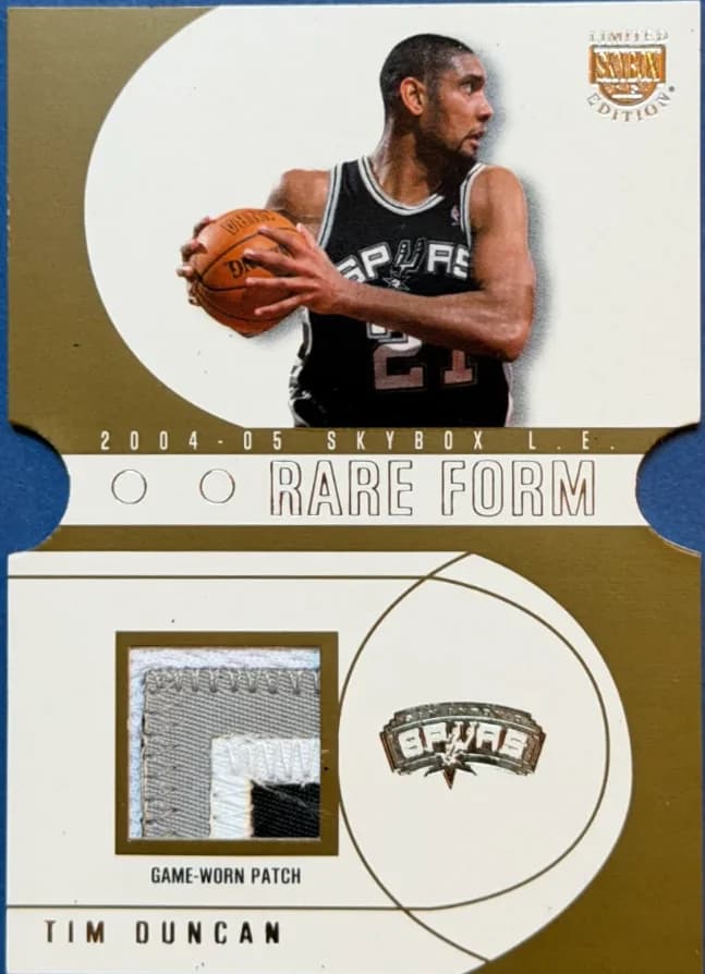 2004-05 Tim Duncan Fleer SkyBox L.E. Rare Form Patch RF-TD