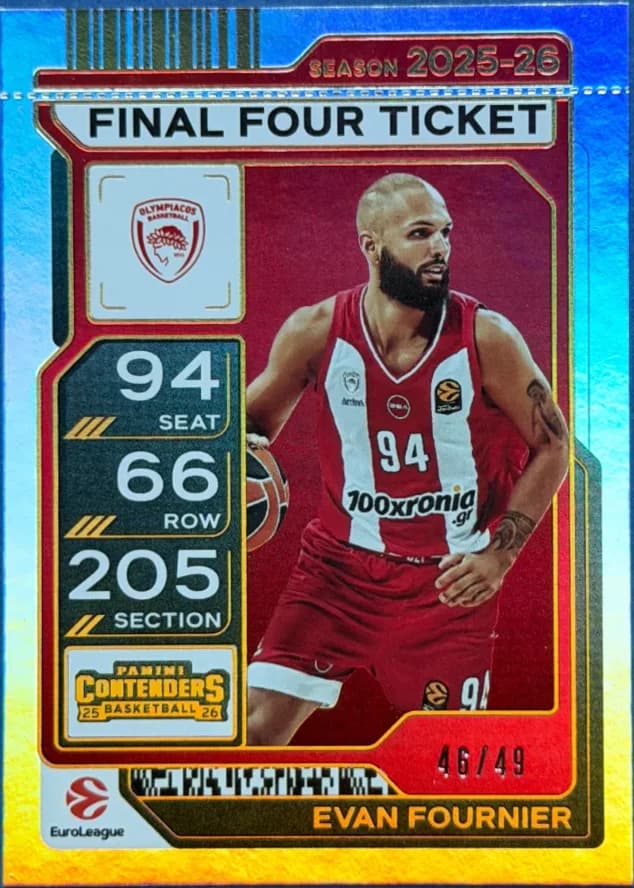 2025-26 Evan Fournier Panini Contenders EuroLeague Basketball Final Four Ticket 28